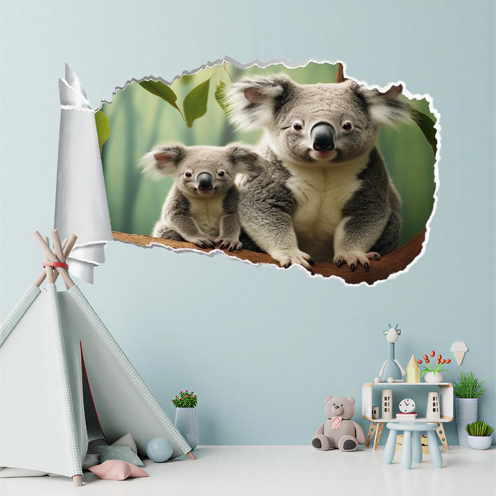 Adesivi Murali 3D Fracassato Koala Decorazione Domestica Smontabile Del Tatuaggio Della Parete Animale Decalcomanie Impermeabili For Baby Room Wall Decor