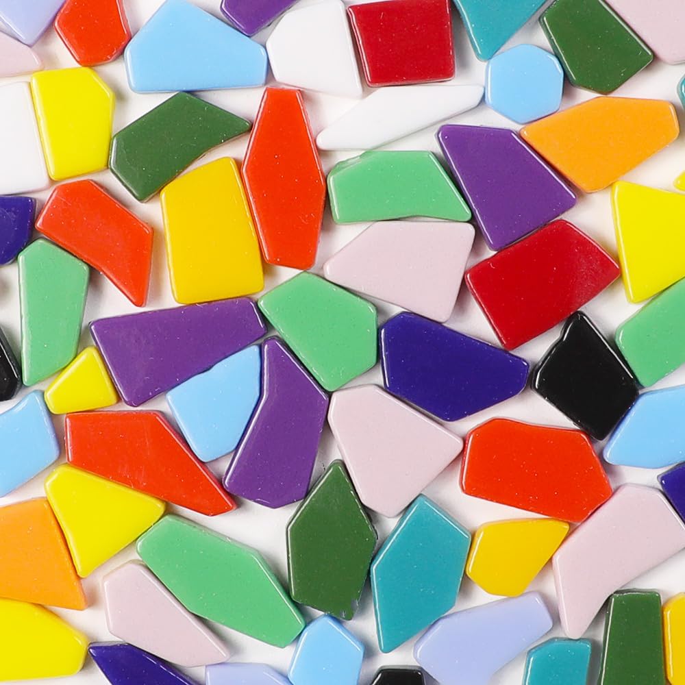 1 LB Mini Irregular Enamal Mosaic Glass Tiles for Crafts Bulk Mosaic Supplies, Random Small Size of Broken Recycled Glass Mosaic Pieces for DIY Mosaic Making (RB900)