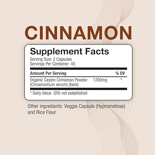 Miniatura 2 de Puregen Labs Canela Orgánica (Canela de Ceilán) 1,200mg por Porción 90 Cápsulas Vegetarianas - Sin Aditivos Nocivos  No Transgénico  Sin Gluten