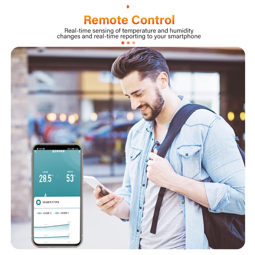 SPORTARC Termómetro higrómetro WiFi, sensor de temperatura y humedad para Tuya para uso en interiores y exteriores con alarma de notificación de aplicación remota, funciona con la aplicación para Tuya
