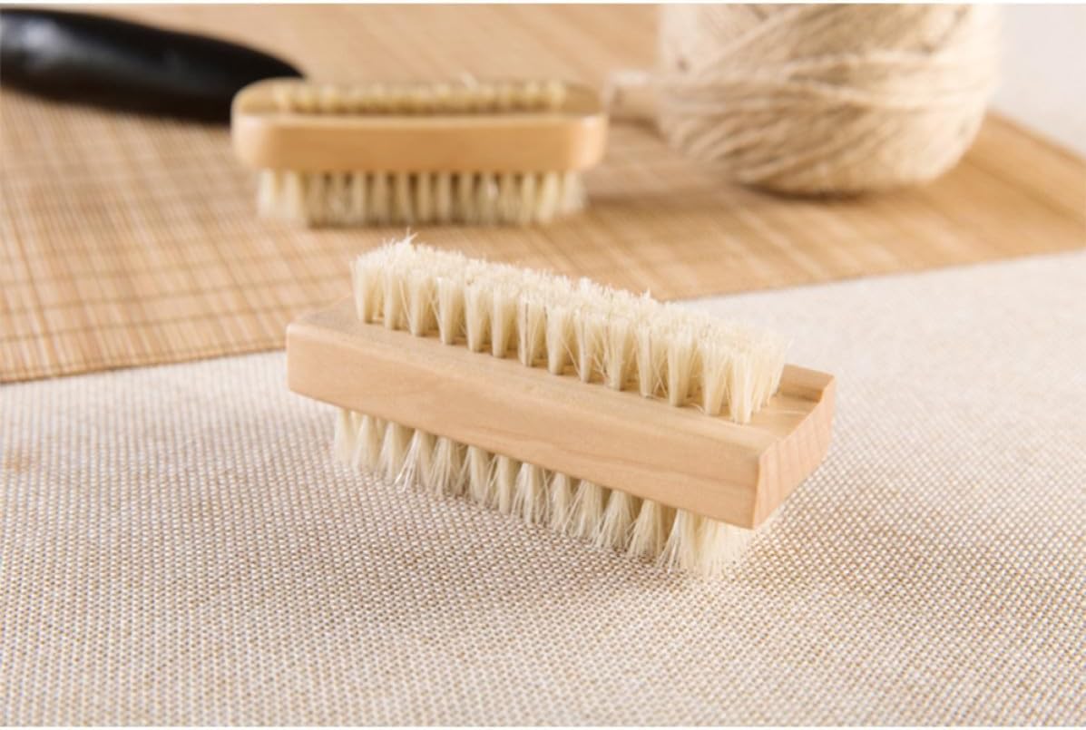 Toyvian 5 Pcs Hand Washing Brush with Pig Mane Bristles and Lotus Wood Handle, Stiff Bristle Walnut Cleaning Brush for Scrubbing Dirt and Cleaning Under Fingernails, for Home Use