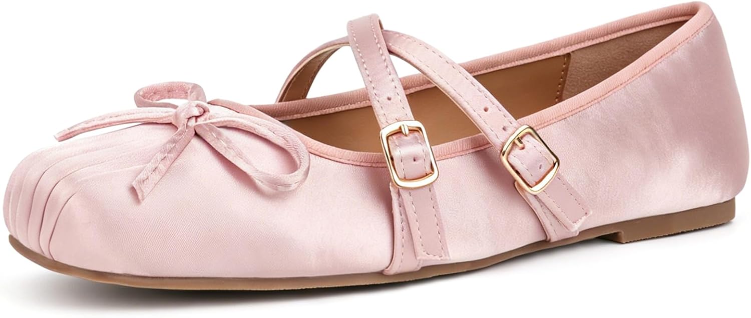 Women Square Toe Ballet Flats Mary Janes Ballerina Shoes Ballet Flats