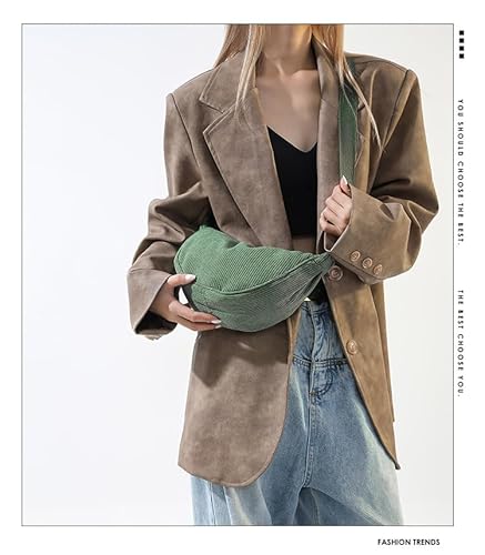 Bolsa transversal crescente, bolsa tiracolo de veludo cotelê para mulheres, mini bolsa tiracolo de v