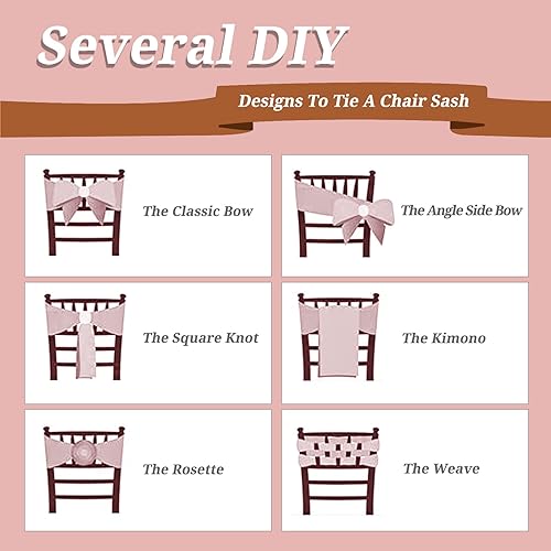 Miniatura 4 de YMHPRIDE 60 cintas de satén para sillas de boda, recepción, cintas decorativas de satén para silla de comedor, para bodas, eventos, fiestas,