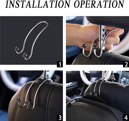 Miniatura 5 de SAVORI Ganchos para auto, ganchos para reposacabezas de asiento, ganchos para asiento trasero resistentes y duraderos, almacenamiento universal para
