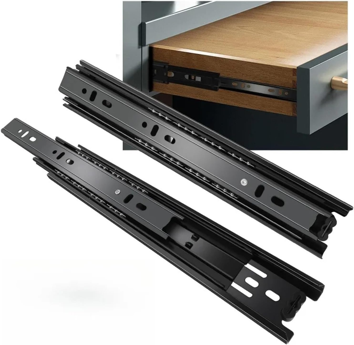 Full Extension Drawer Slides 1Pair 10-22inch Full Extension Drawer Slides Side Mount(22inches 550mm)