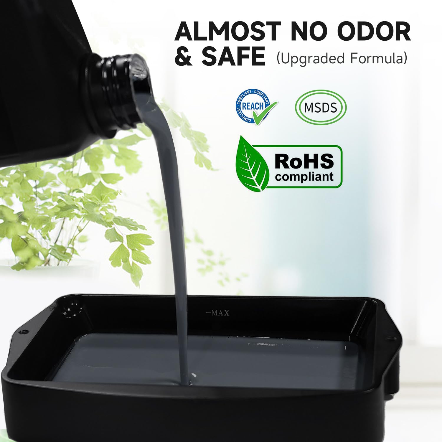 GratKit Wasser Waschbares ABS-Like Resin, 3D-Drucker Resin mit geruchsarm und leicht zu reinigen, Water Washable 405nm UV-härtendes Harz kompatibel mit SLA, DLP und LCD Druckern, Dunkelgrau, 5000g