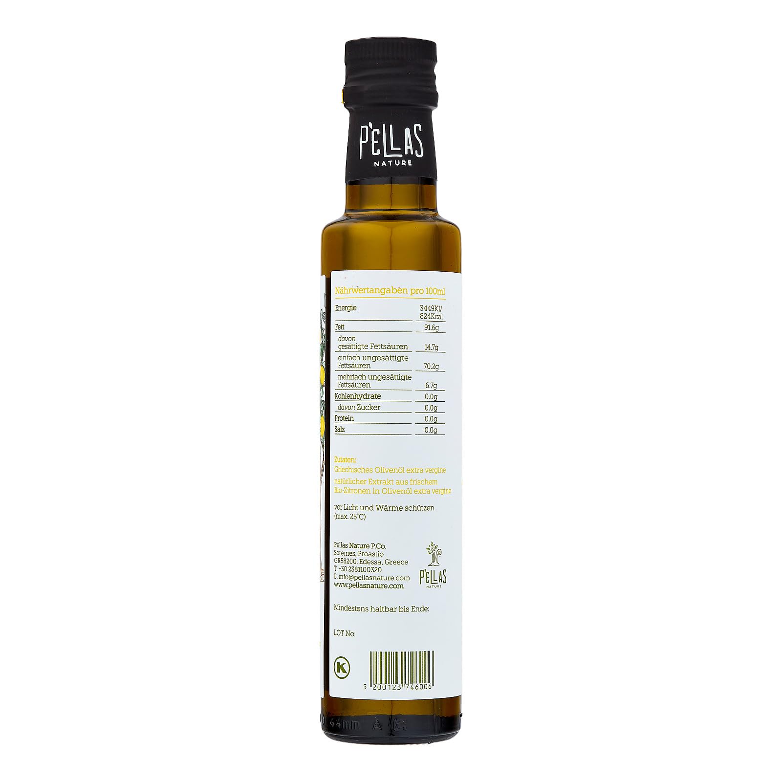 Pellas Nature Huile d'Olive Extra Vierge au Citron - Huile d'Olive Pressée à Froid, Produit Primé de Grèce, OK-Kosher, Sans Additifs, Bouteille de 250ml - 2