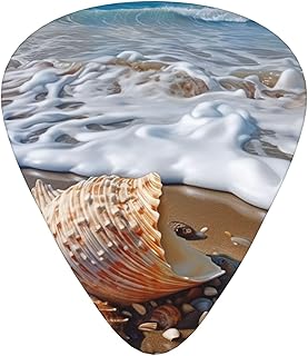 Sea and shells Guitar Picks 12 Pack Bass Picks with Organizer Box Guitar Plectrum Includes Thin Medium Heavy Guitar Picks Ukulele Picks for Bass Acoustic Electric Guitars