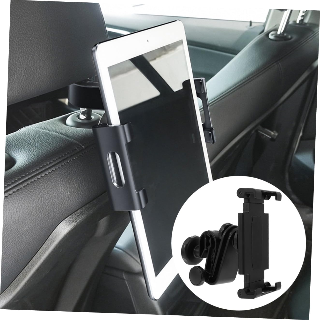 Support D'appui-tête pour Tablette de Voiture Noir Abs Silicone