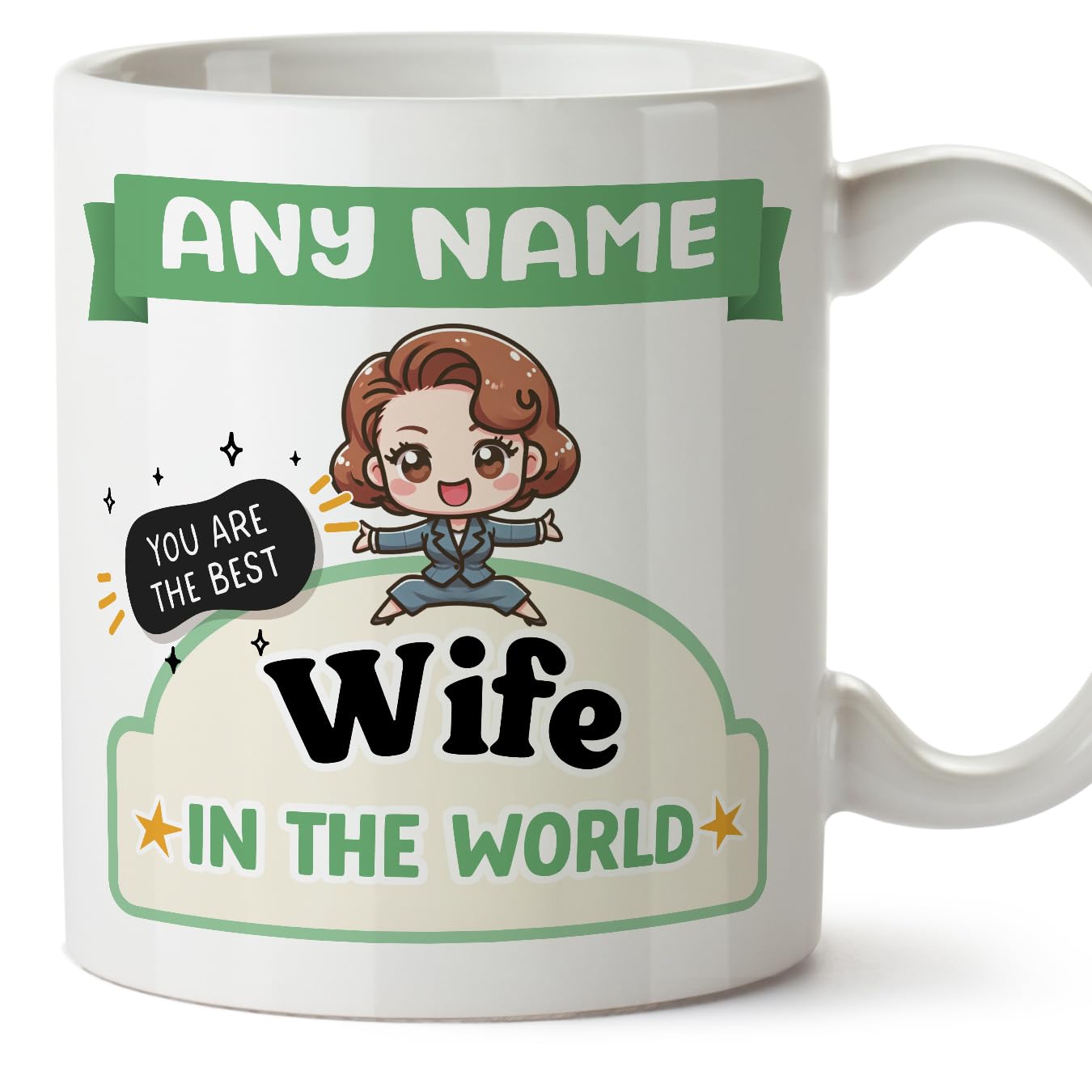 MUGFFINS Wife Mug - in English - Best in The World - Kawaii - Funny Gift - Ceramic 11oz Mug — image 1