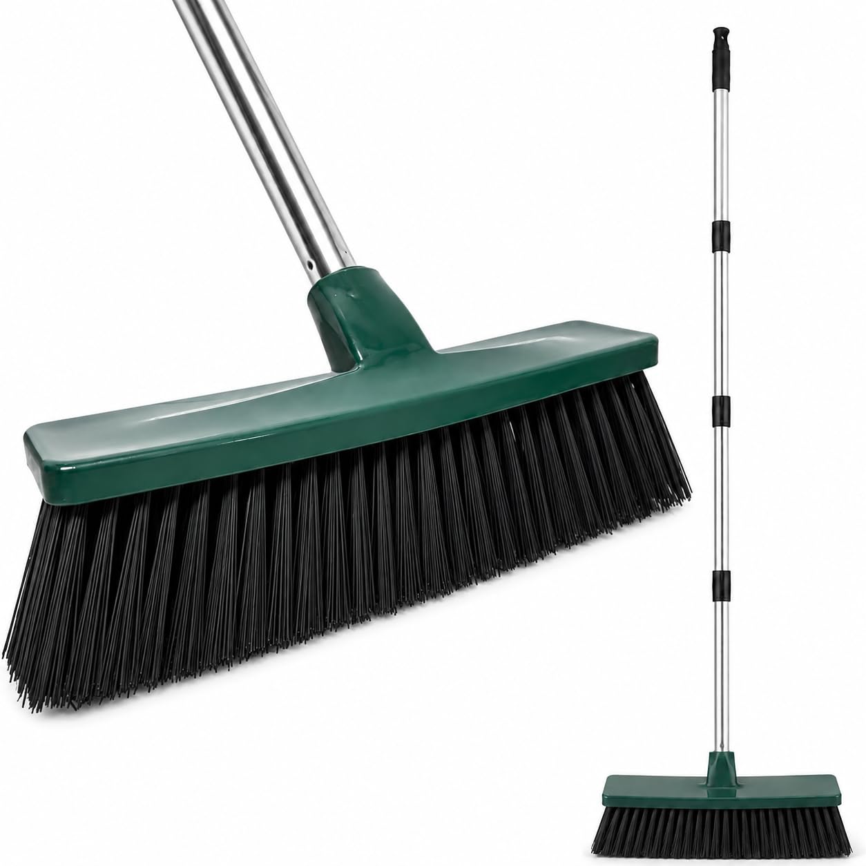 12 inch Outdoor Yard Broom Heavy Duty Garden Brush with 120cm Strong Handle