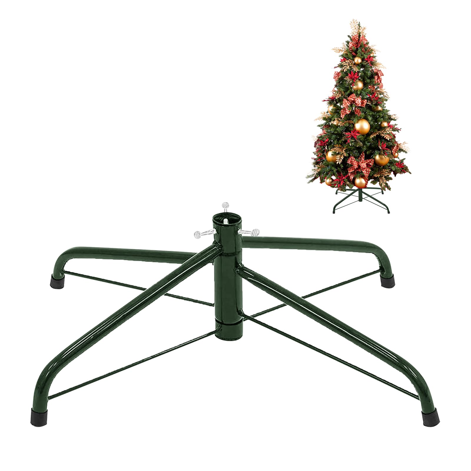 COOKEY Christmas Tree Stand, Christmas Tree Stand for 4-6 Ft Artificial Trees, Replacement Christmas Tree Base Fits 0.5-1.25 Inch Poles, Green