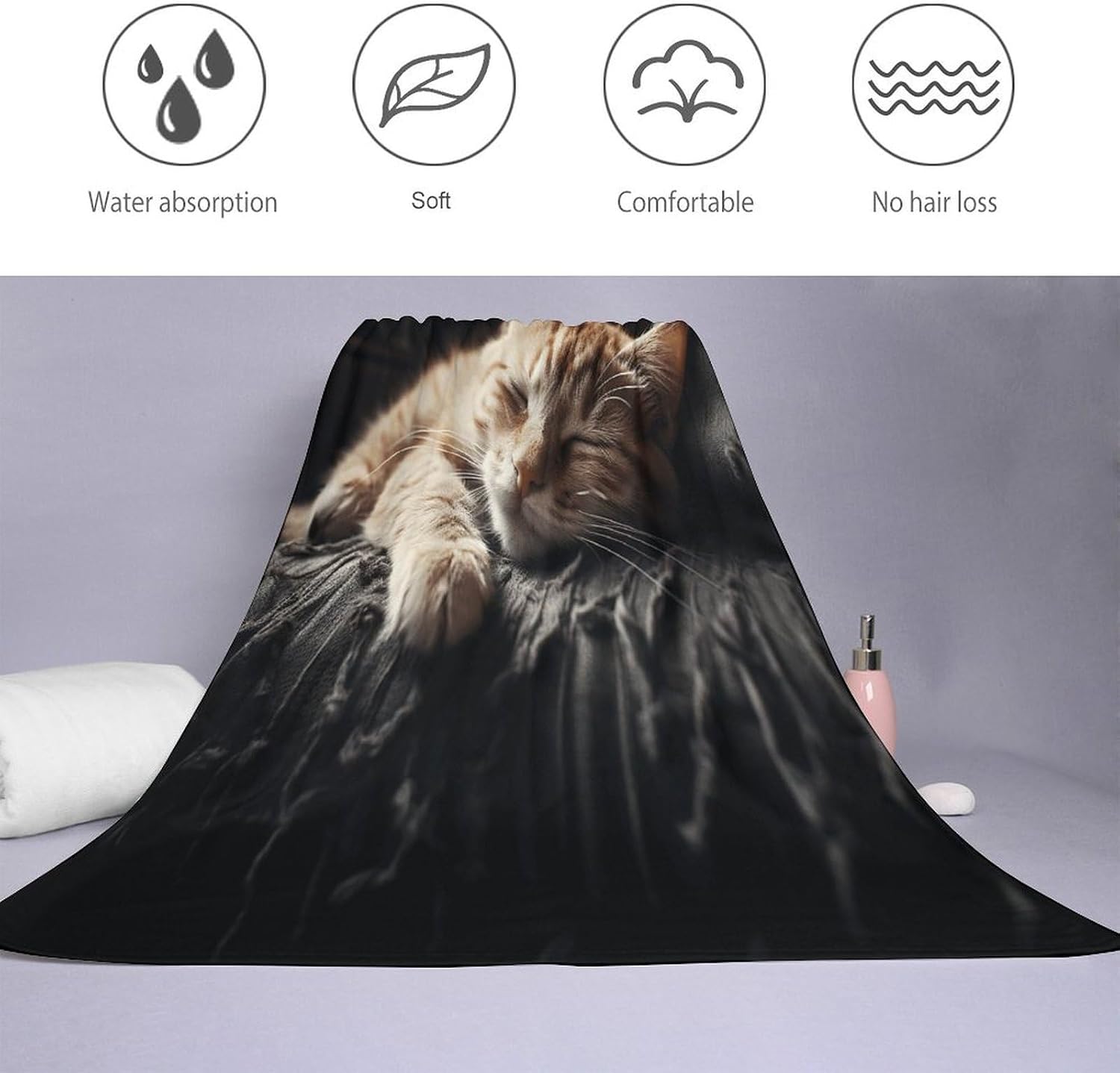 Napping Kitten Towel Vacation Accessories Essentials Soft Lighterweight，Bath Towel for Adults Women Men，Bath Towels Gift for All Occasions, Machine Washable.