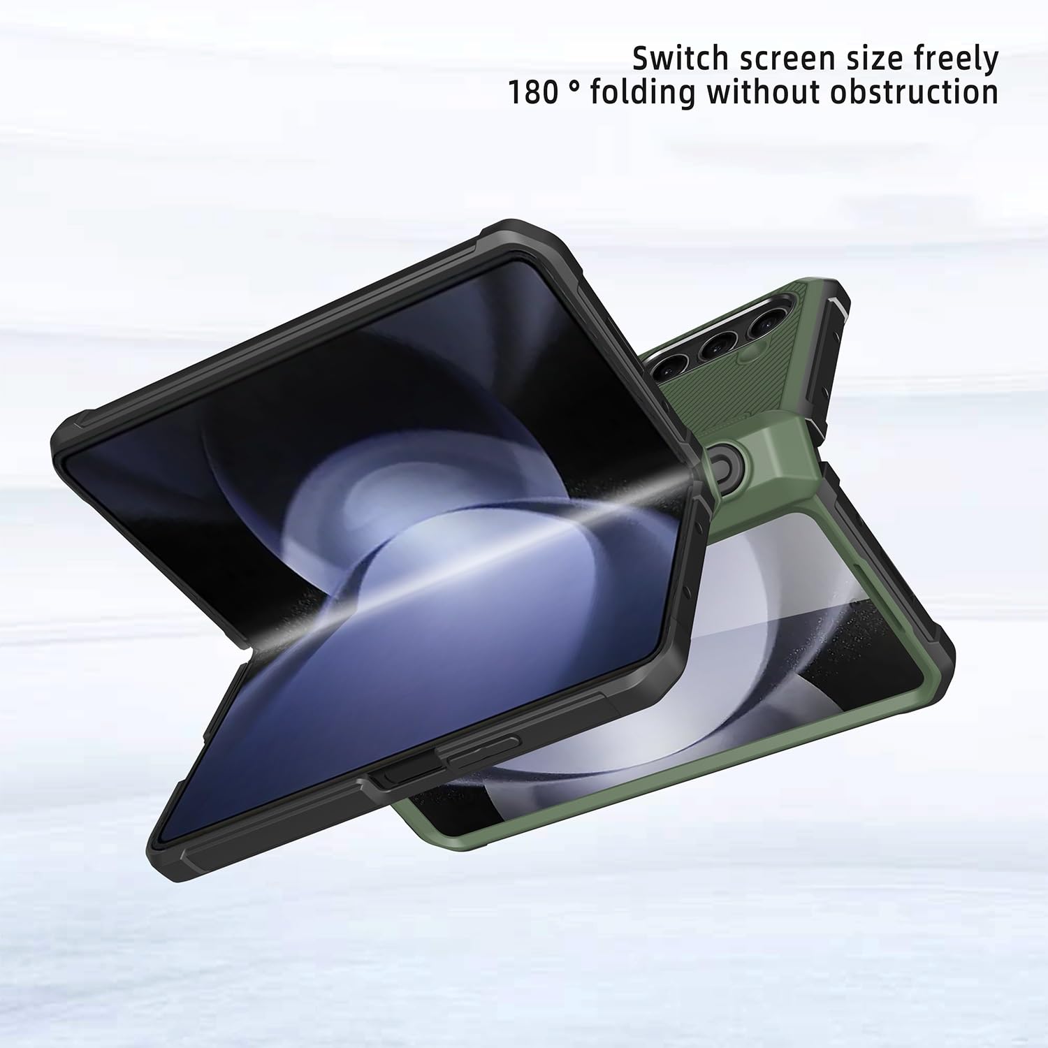 Do Samsung Galaxy Z Fold 5 Etui z zawiasami odpornymi na wstrząsy uchwytem rysik S Pen i folią ochronną ekranu, niewidoczna osłona ochronna całą obudowę do(Noir)