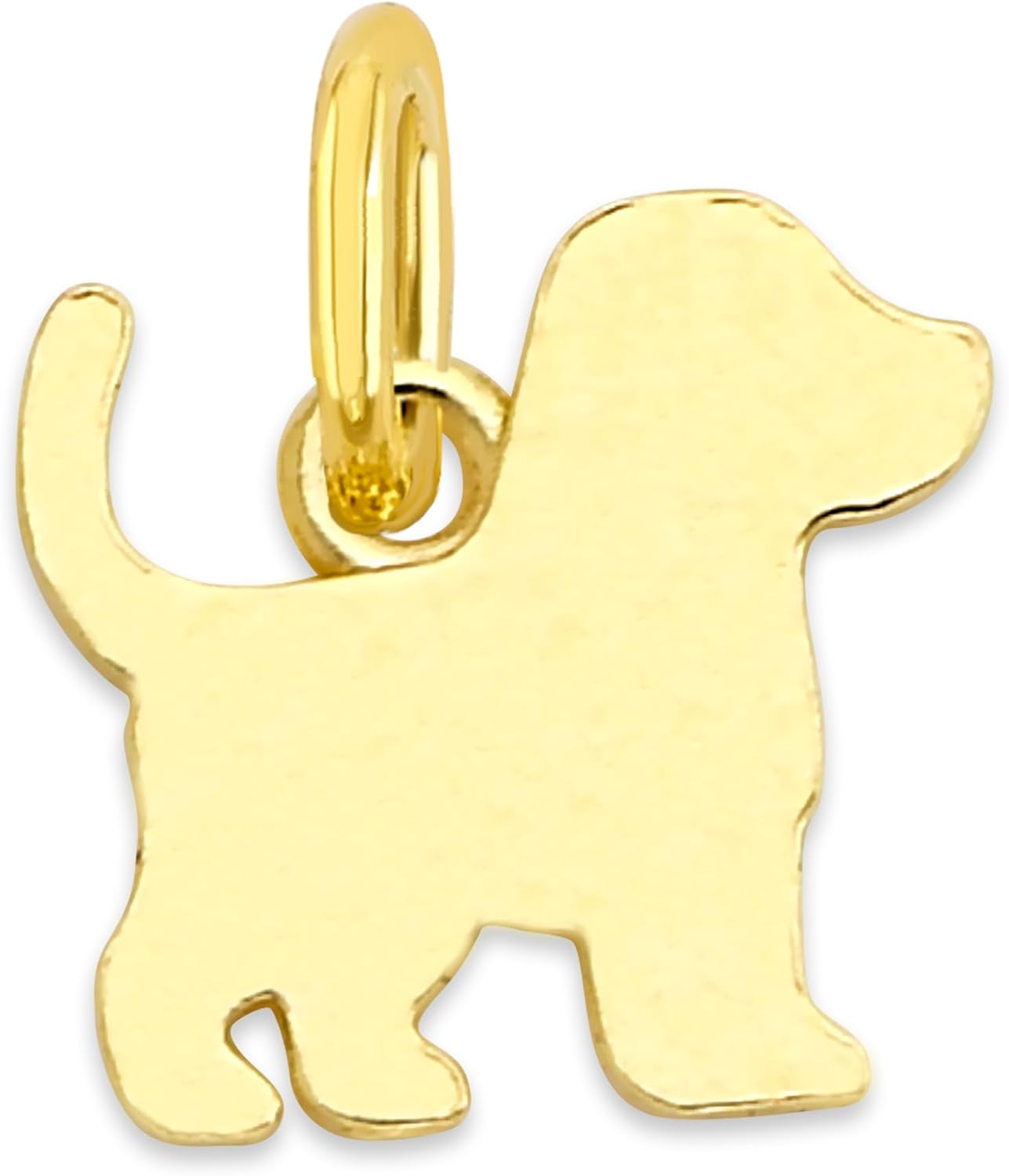Solid Gold Dog Silhouette Charm - 10k/14k Canine Outline Pendant with Jump Ring, Pet Lover Jewelry Accessory