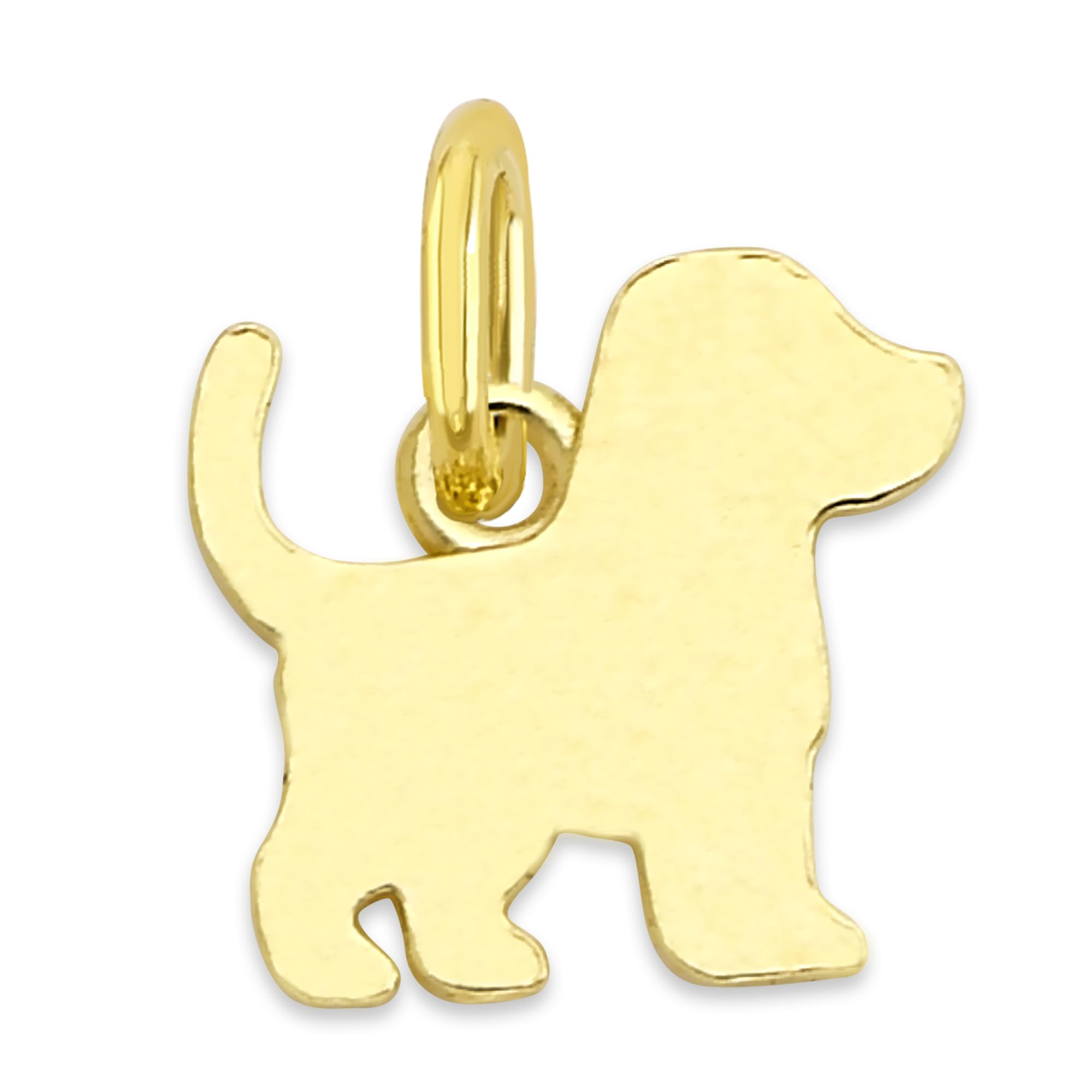 Solid Gold Dog Silhouette Charm - 10k/14k Canine Outline Pendant with Jump Ring, Pet Lover Jewelry Accessory (10k)