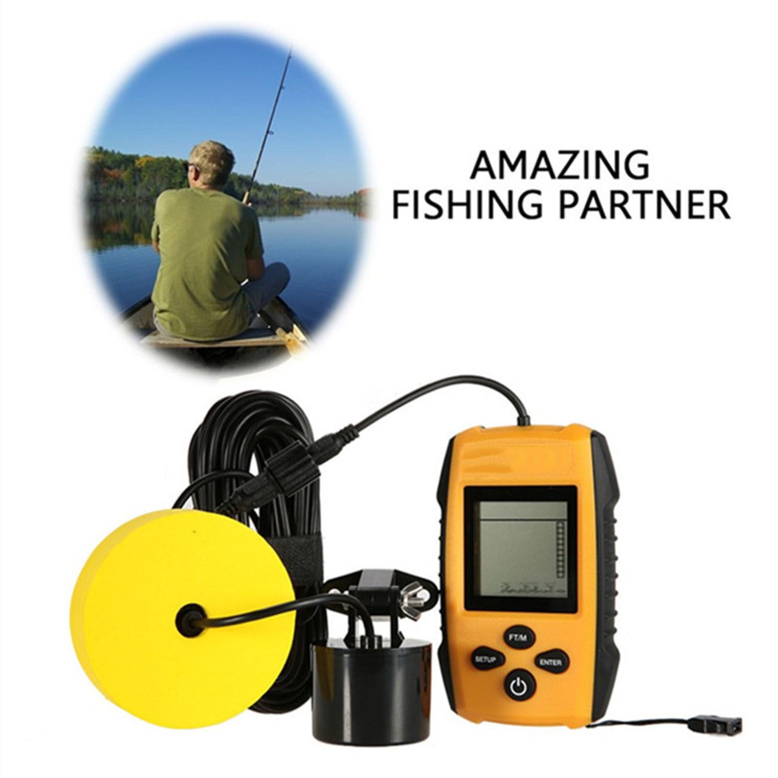 Sonar con cable, alarma de pesca, buscador de peces, sonda de profundidad subacuática, Detector de pesca, buscador de peces portátil, fácil de instalar