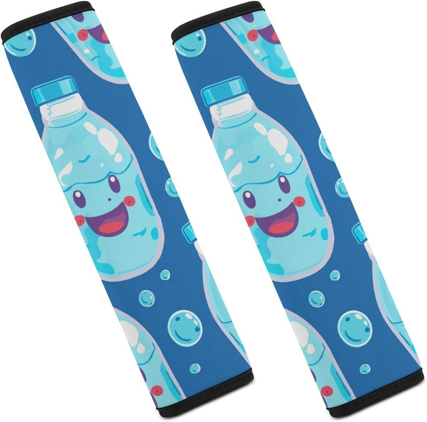 2 PCS Super Soft Car Seat Belt Pad, Cute Water Bottle Pattern Printed Waterproof Sweat-Absorbing Seat Belt Covers Backpack Shoulder Pad for All Car Seats Baby Strollers