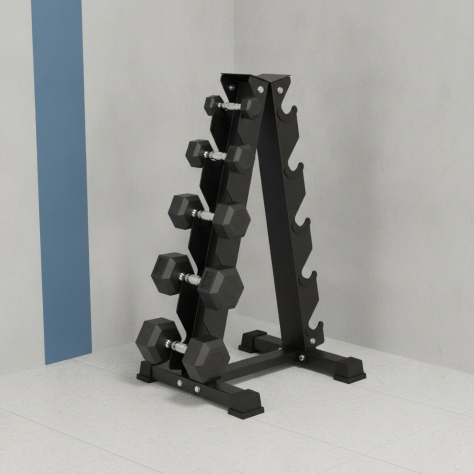 Milageto Porta Manubri a Telaio A Salvaspazio Rastrelliera con 5 Livelli Multilivello Supporto per Sportivi, Home Gym