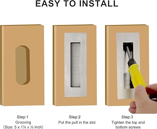 Vista 21 de Cozy Tower Tiradores de dedos empotrados de 6 pulgadas para puerta corredera de bolsillo, tiradores de puerta de armario, manijas de puerta de Oro