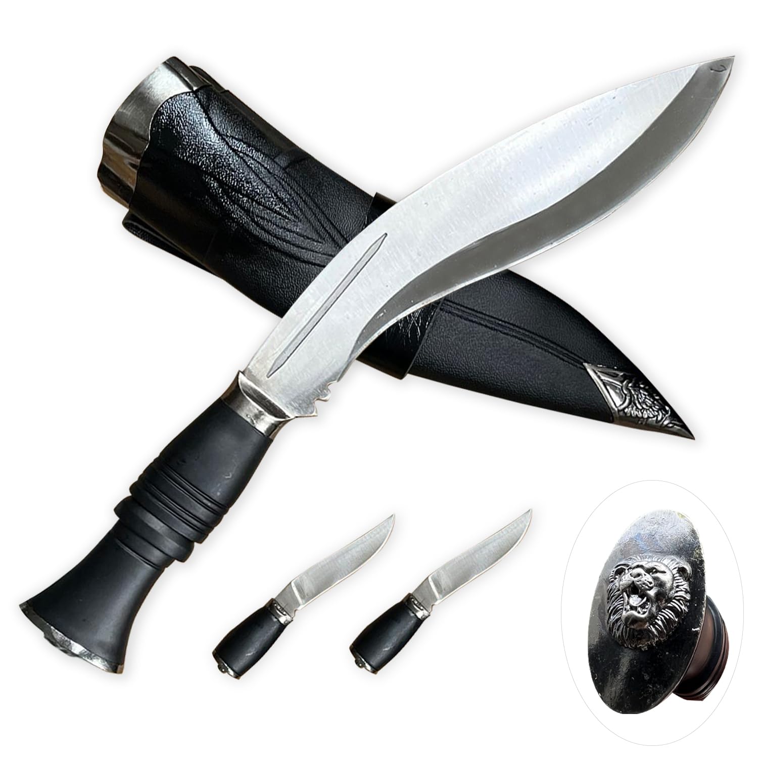 Heartcos Outdoor Sharp Sword Straight Dagger with 2 Pocket Knives with Scabbard