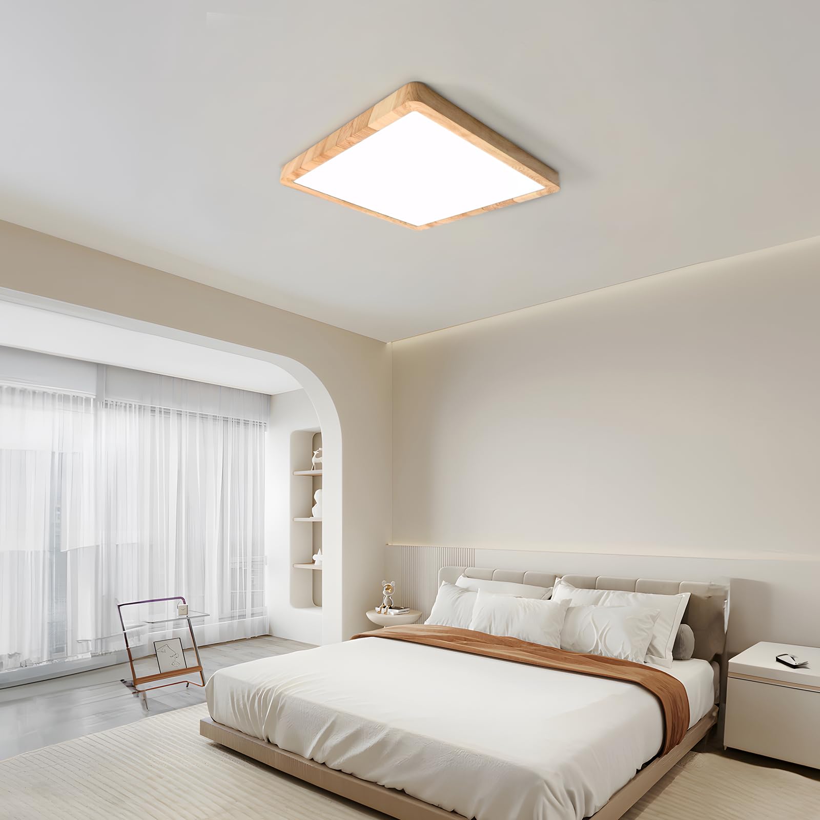 LVL Lámpara Techo LED, 24W 30cm Grano de Madera Plana Cuadrado Plafon LED Techo Modernos para Baño, Salon, Dormitorio, Cocina, Oficina, Balcón (24W)
