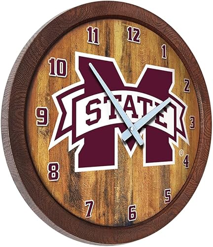 Miniatura 230 de The Fan-Brand NCAA Oklahoma Sooners: Faux Barrel Top Wall Clock Sports Team Bar Sign Décor - Home Man Cave, Party Decoration - Made On Demand