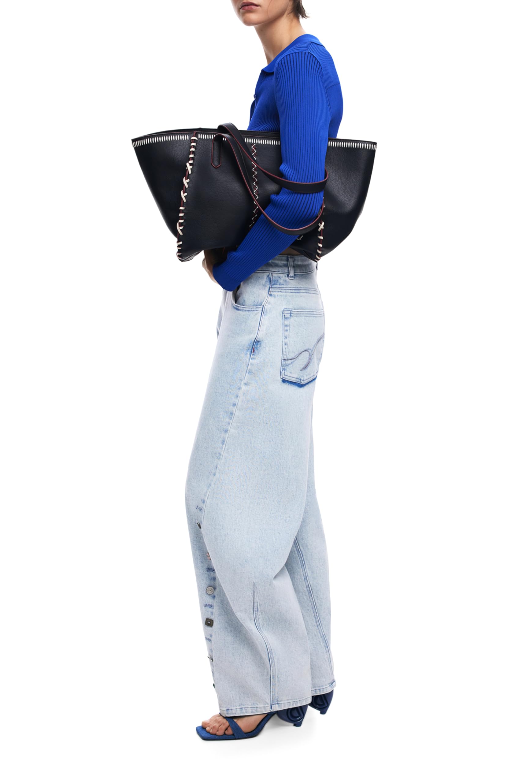 Desigual borsa a tracolla Manhattan Pespuntes Guimar Shopping Bag Black nero