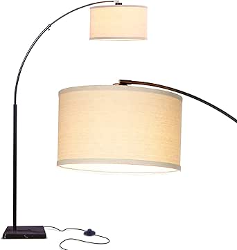 Brightech Logan Arc Floor Lamp, Bright Standing Lamp for Living Rooms, Offices & Bedrooms, Modern Living Room Décor, Tall Hanging Floor Lamp for Reading and More – Black