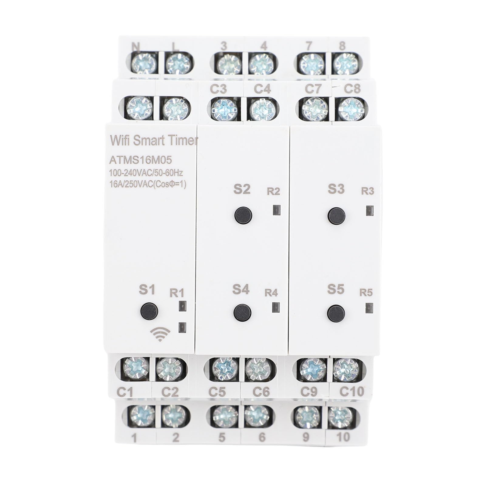 SEAFRONT Minuterie Intelligente WiFi 5 Gangs Minuterie de Commutation Programmable à 5 Canaux Intelligente à Prises avec Interrupteur Externe pour Commande Vocale Assistant