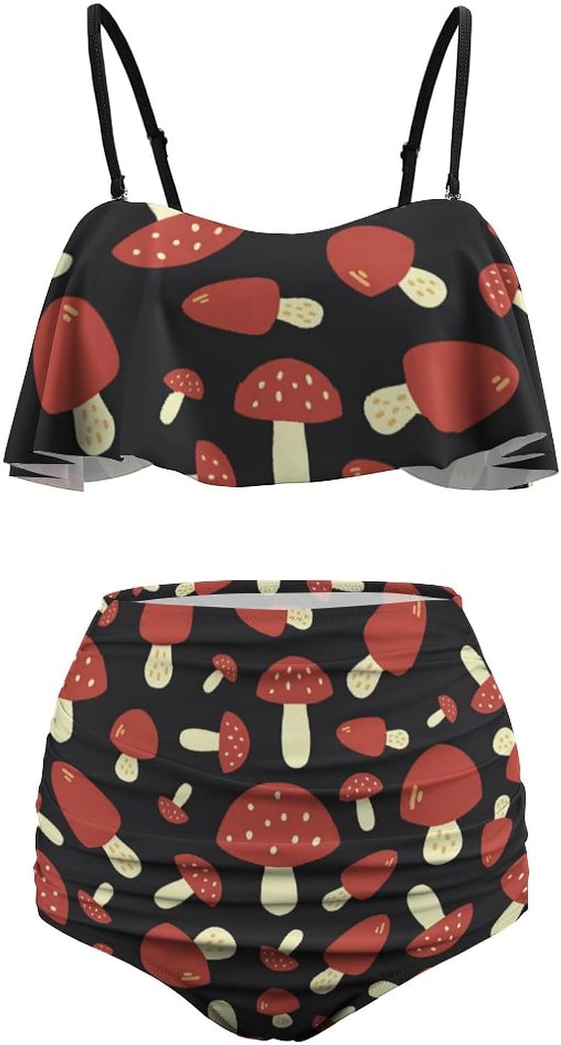 Adugen Origei Bikini Retro Mushroom Bathing Suit Women's Swimwear Two-Piece Swimsuit Tummy Control Swimsuits 2XL