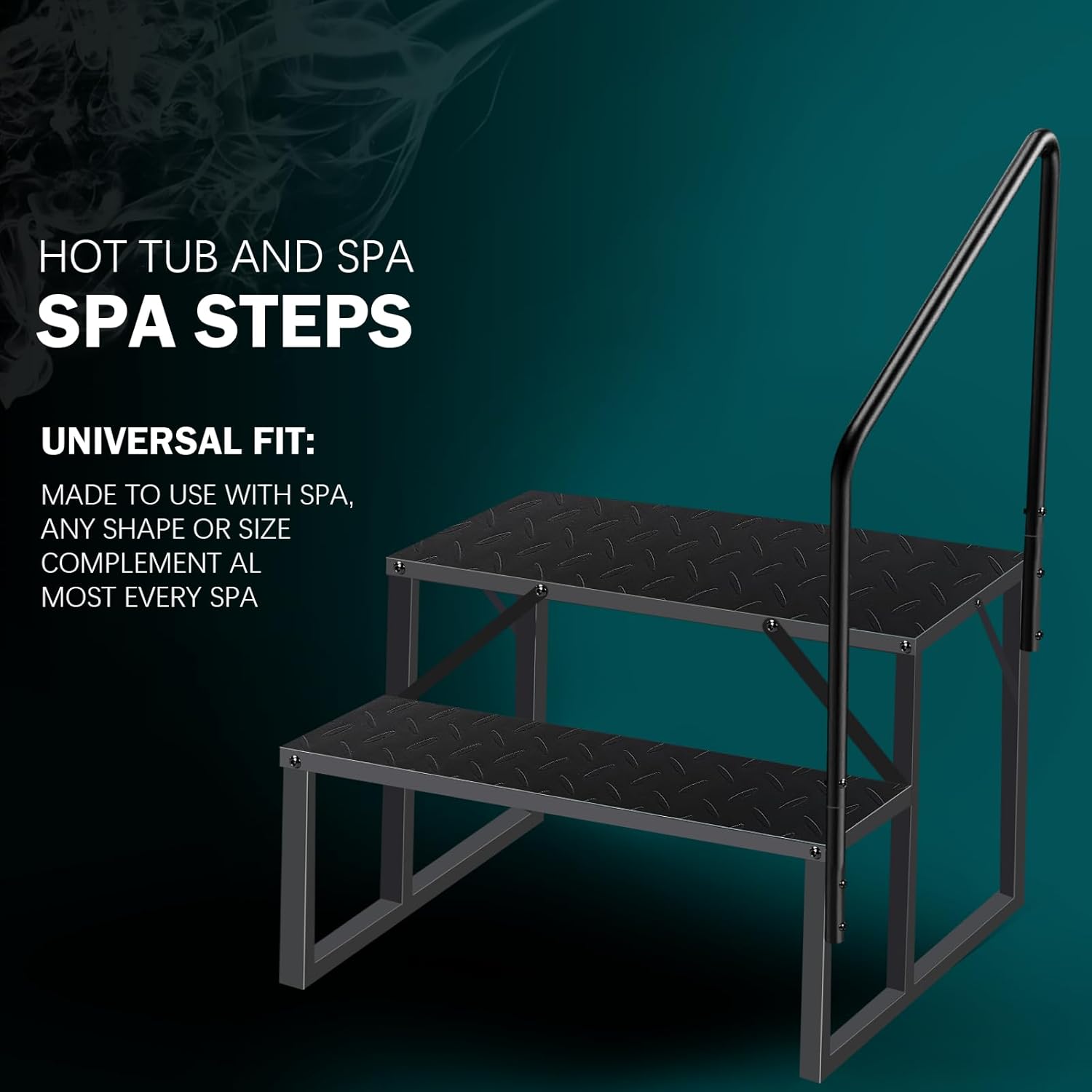 Hot Tub Steps with Handrail, Inflatable Hot Tub Accessories for Adults, Bathtub Accessories for Relaxing Spa, Waterproof Non-Slip Outdoor Steps, Universal Spa Steps Hot Tub (2 Step-Single handrail)