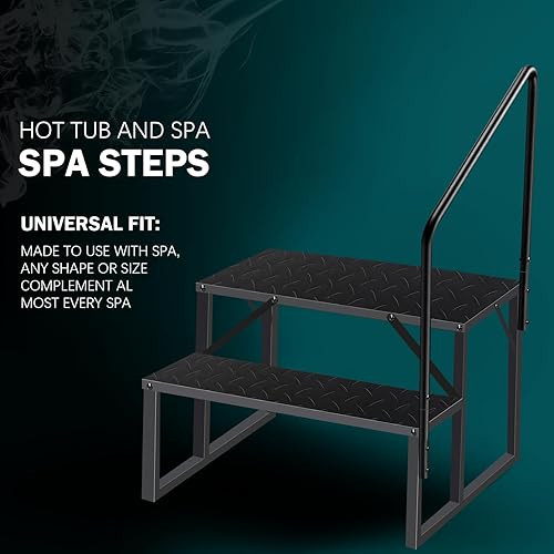 Miniatura 4 de Escalones de bañera de hidromasaje con pasamanos, accesorios inflables para bañera de hidromasaje para adultos, accesorios de bañera de 2 escalones