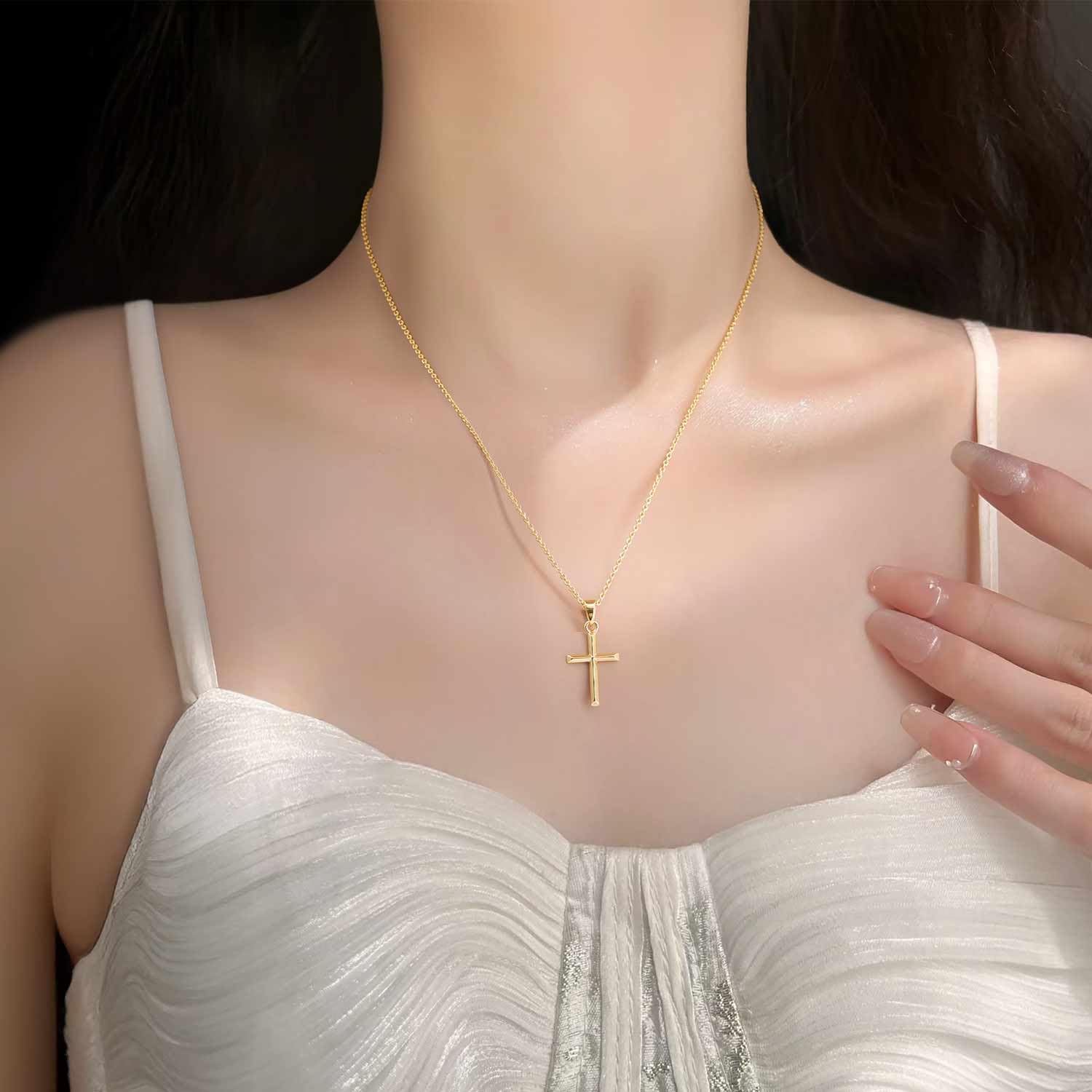 Cross Necklace for Women 14K Gold Cross Necklaces for Women Gold Crosses Chain Pendant Necklace for Womens Blend Beauty With Sentiment Dainty Crosses Chain Pendant Necklaces for Womens 20/25mm