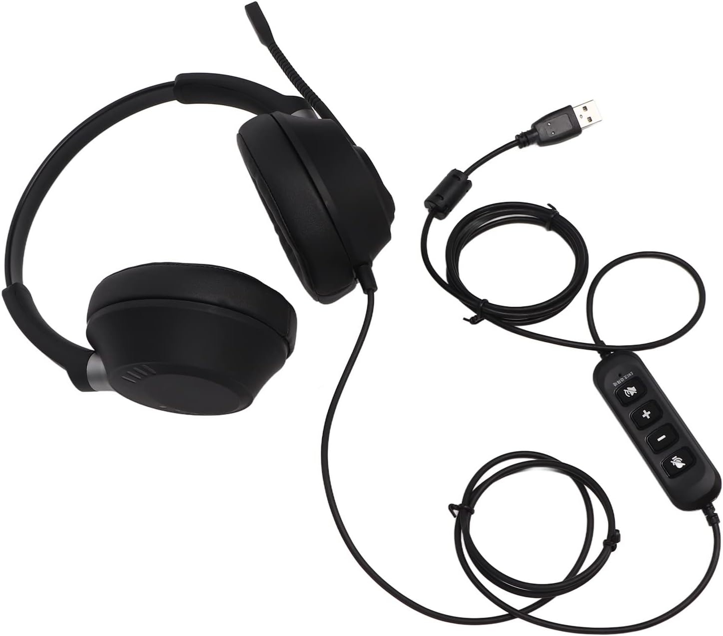 PC Headphones, Clear Sound Plug and Play Noise Cancellation USB Gaming Headset for Call Centers