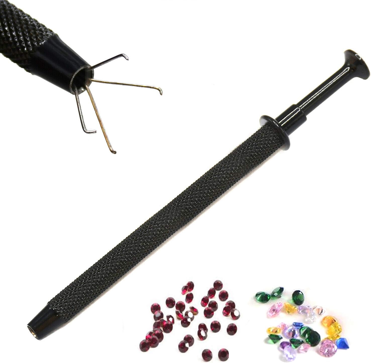 OdontoMed2011IC Pickup/Thread Picker/BGA Chip Picker/Electronic Component Catch/ 4 Clamp IC Chip Metal Catcher/Manicure Cotton Ball Claw Black Coated