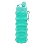 YCTMALL Collapsible Water Bottles Travel Sports Portable Sport Water Bottle comes with mountaineering Buckle 500ml silicone Water-proof camping water bottle (Green Color)