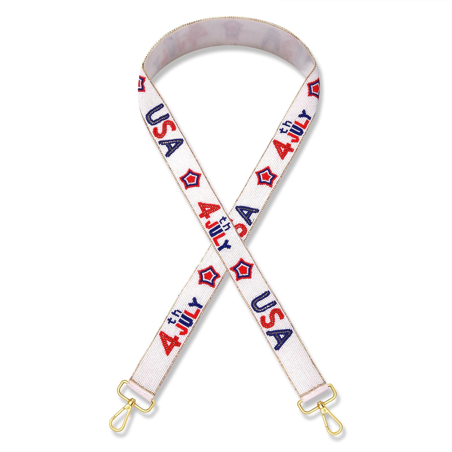 NVENF Beaded 4th of July Purse Strap USA Purse Strap Replacement Red White and Blue Patriotic Crossbody Shoulder Bag Straps 4th of July Outfits (Style E)