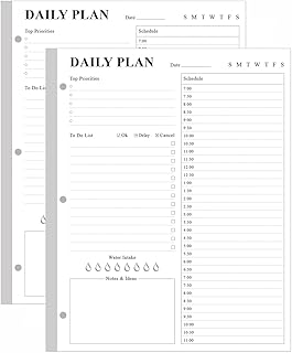 (2-Pack) Undated Daily Planner Refill - A4 Planner Inserts, 200 Sheets/400 Pages Planner and Lined Refill, 3 Hole Punched To Do List Refills, 100 gsm White Paper, 8.5'' x 11''