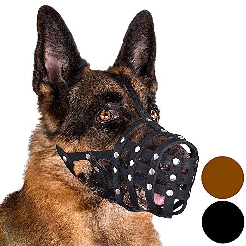 Buy CollarDirect Dog Muzzle German Shepherd Leather Secure Basket