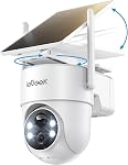 ieGeek 2K Security Cameras Wireless Outdoor, with Adjustable&Removable Solar Panel, 360°PTZ, Color Night Vision, 2.4G WiFi Camera Surveillance Exterieur, Smart Motion Sensor, Light&Siren,Work w/Alexa