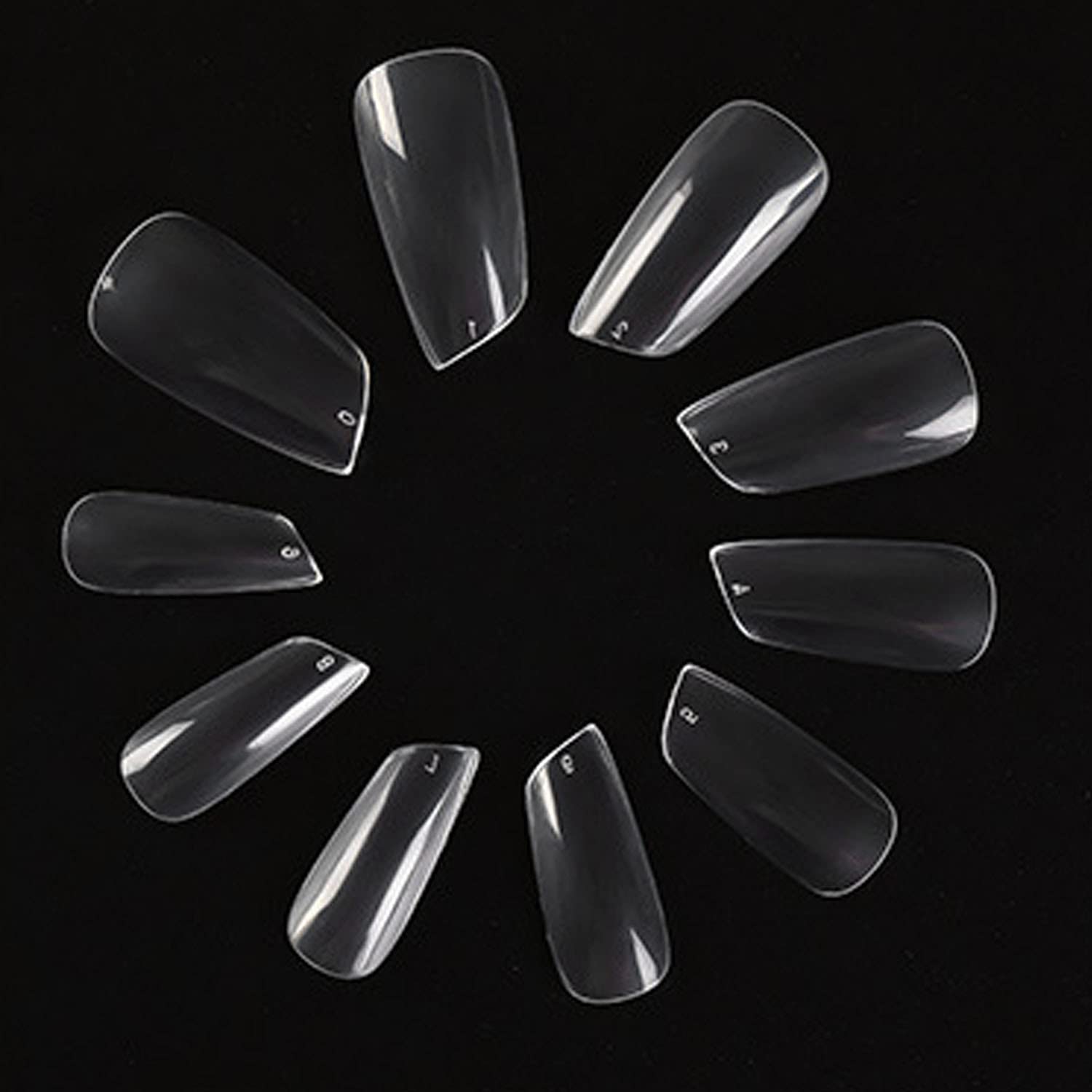 500pcs Clear Lipstick Shape Fake Nails Tips Full Cover Artificial Acrylic False Nails for Women Nail Salons & DIY Nail Art Manicure Decoration