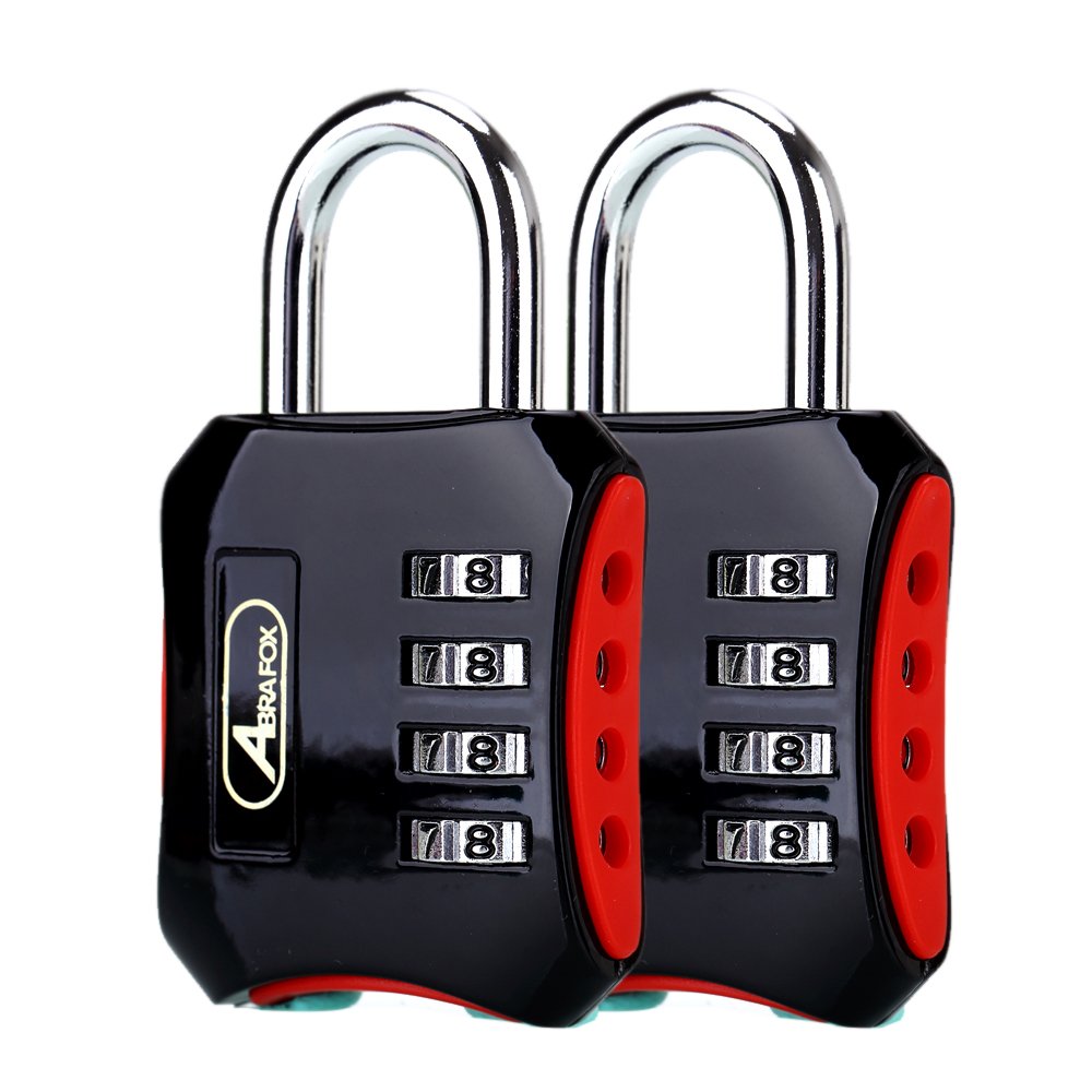 ABRAFOX Padlocks, Heavy Duty 4-Digit Re-settable Combination Codes Locks, Luggage Locks for Gym, Indoor, School or Sports Locker, Toolbox, Fence Daily Use Black HB06