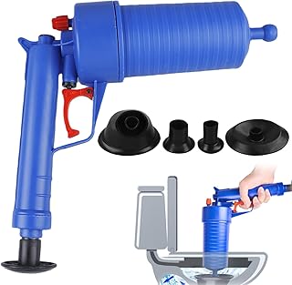 Nettoyeur de tuyau &agrave; air comprim&eacute;, 3,5 bar de pression avec 4 adaptateurs en caoutchouc, pompe de d&eacute;bouchage, pompe de nettoyage de tuyau &agrave; air comprim&eacute; pour les obstructions de tuyau pour WC, douche