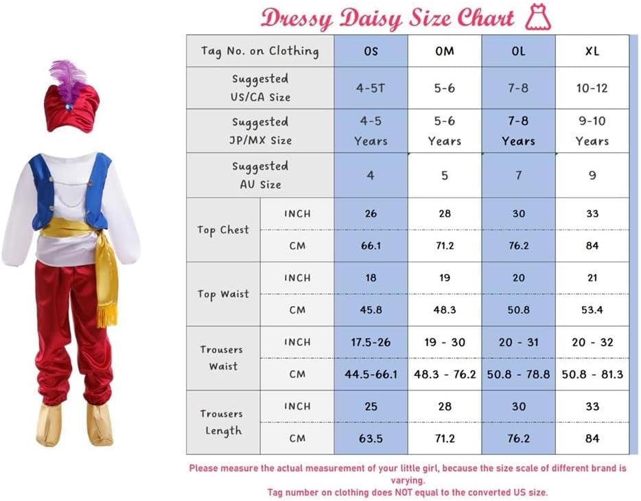 Dressy Daisy Arabian Prince Genie Costume Set with Hat and Shoes Cover for Toddler Kids Boys Halloween Party Dress Up Outfit