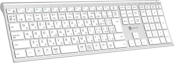 iClever DK03 Wireless Bluetooth Keyboard, 2.4 GHz, JIS Japanese Layout, Dual Mode, Full Size, Multiple Pairing, Numeric Keypad Connection, 3 Devices Simultaneously, Rechargeable, Type-C Silent, Thin