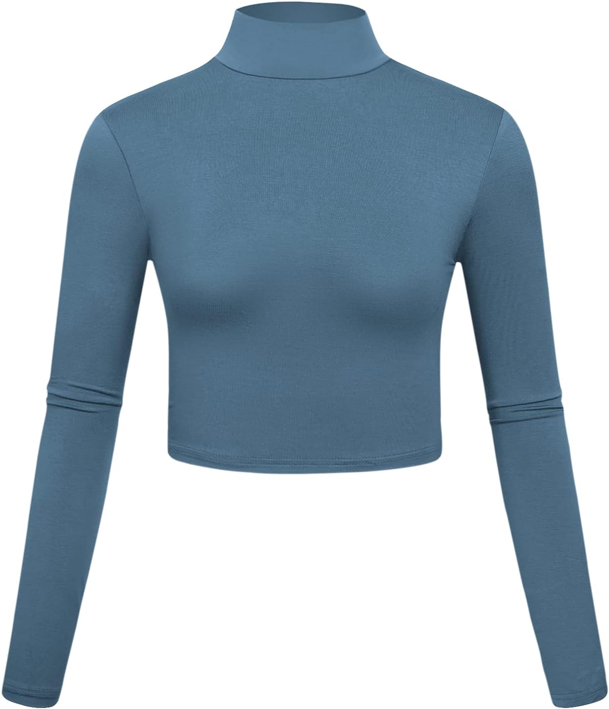Size small Active USA Lightweight Mock Turtleneck Crop Tops Long Sleeve Casual Base Layer for Women