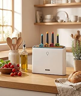 SOUNDCOUS Smart Cutting Boards and Knife Set，Self Cleaning Cutting Board & Knives Holder