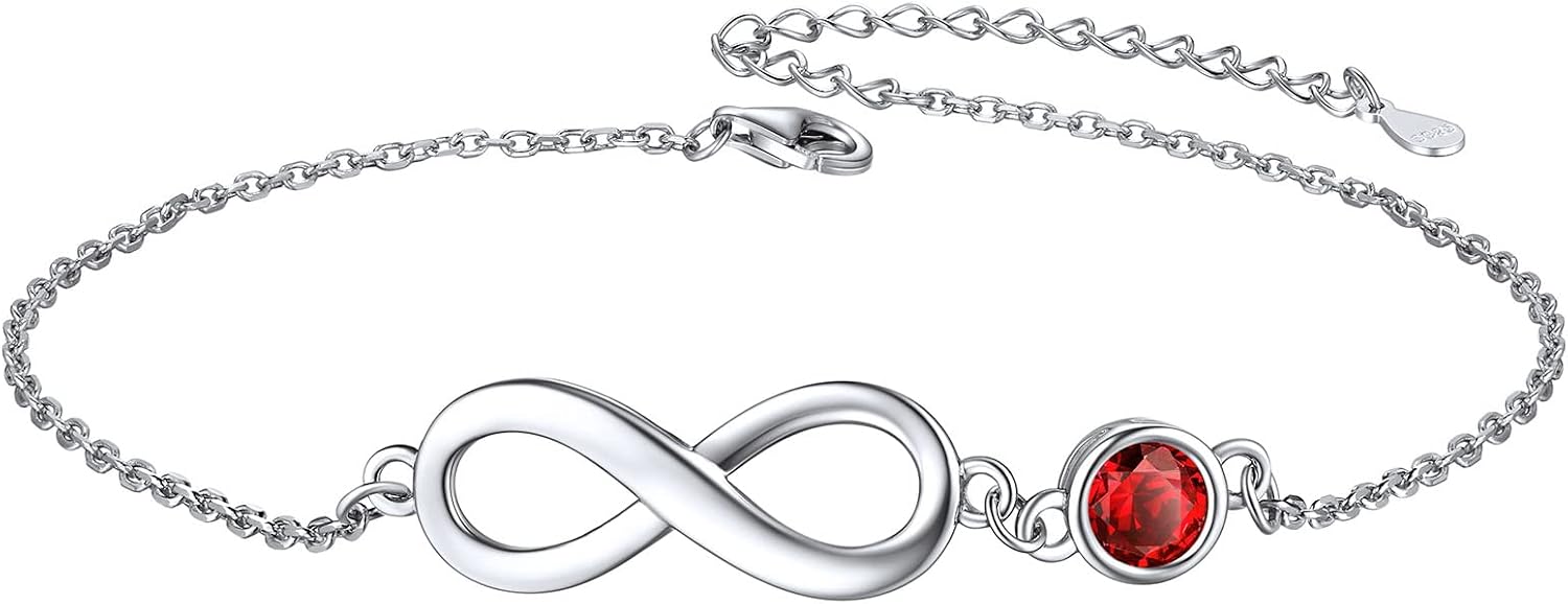 Cavigliera Personalizzata Con Pietra Portafortuna - Joma Jewellery - Regalo Compleanno Per Lei (Gennaio - Granato)